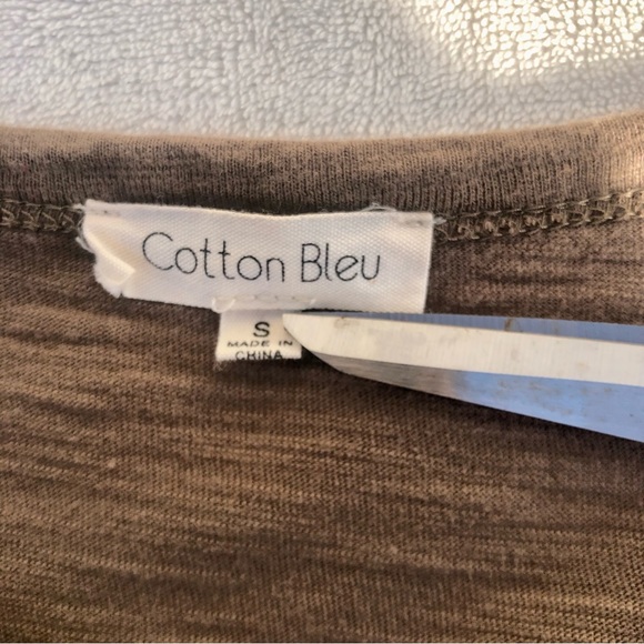 Cotton Bleu Shirt Oversized Small Brown Raw Hem - Picture 2 of 7